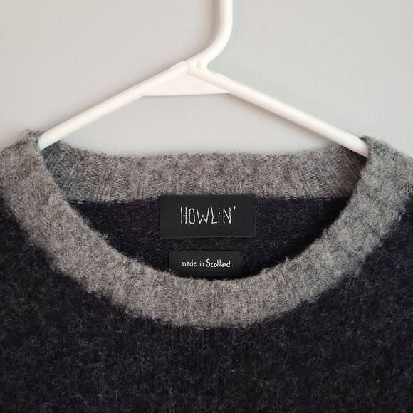 Howlin' Captain Harry Mens Charcoal Lambswool Med Scotland Colorblock Sweater - Picture 2 of 11